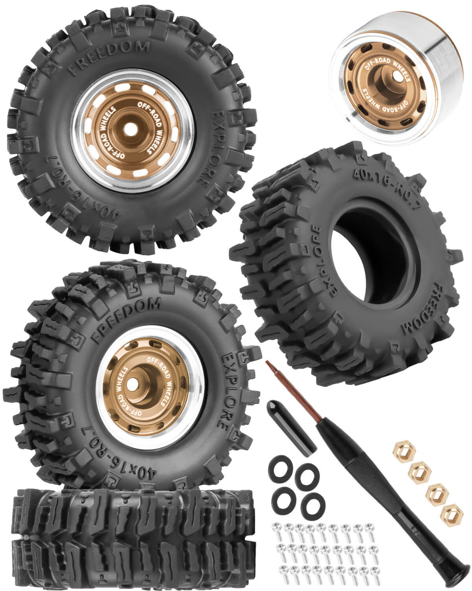 Aluminum 0.7 Beadlock Wheels Tires for 1/30 Axial SCX30 1/32 Redcat Ascent-32