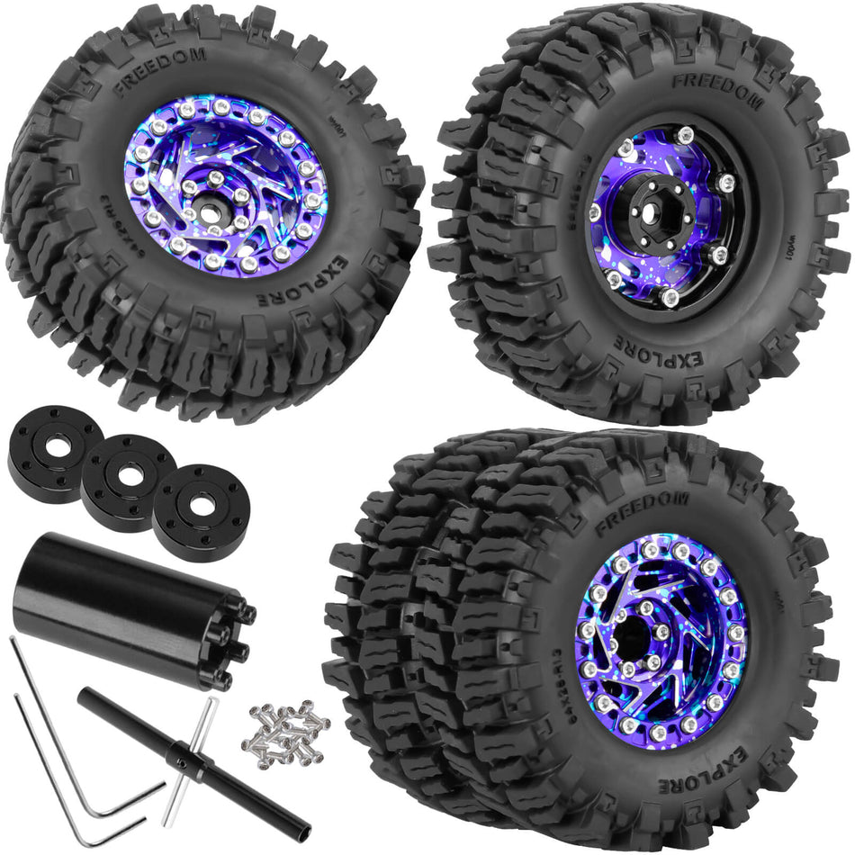 1.3 Dually Beadlock Wheels Tires for RC Crawler Car 1/18 Traxxas TRX4M Ascent-18,1/24 Axial SCX24 FCX24