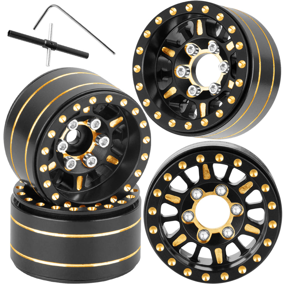 1.0 in Beadlock Wheels Rims for RC Crawler Car 1/18 Traxxas TRX4M,1/24 Axial SCX24