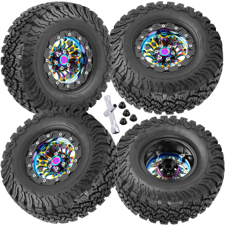 RC 2.2 in Wheel Tires for 1/10 Axial SCX10 SCX10 II 90046 SCX10 III AXI03007 SCX10 Pro Traxxas TRX4 TRX6 Gen7 Gen8 D90 VS4-10 MST CFX