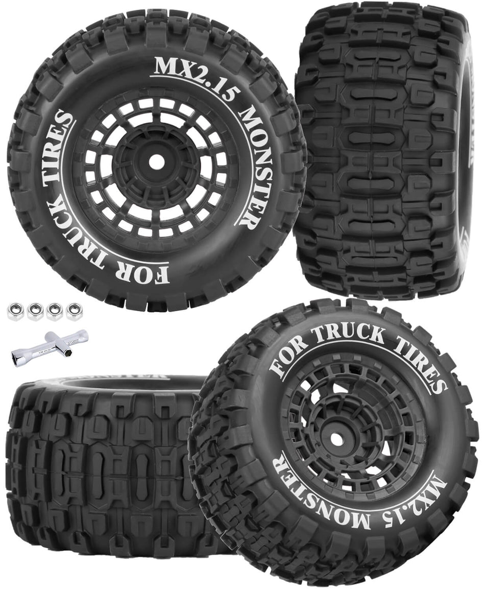 12mm Hex RC Wheel Tires for 1/16 Traxxas Mini Maxx & Mini XRT,HSP 94186,E-Revo,Losi 1/18 Mini LMT RC Crawler Car Truck