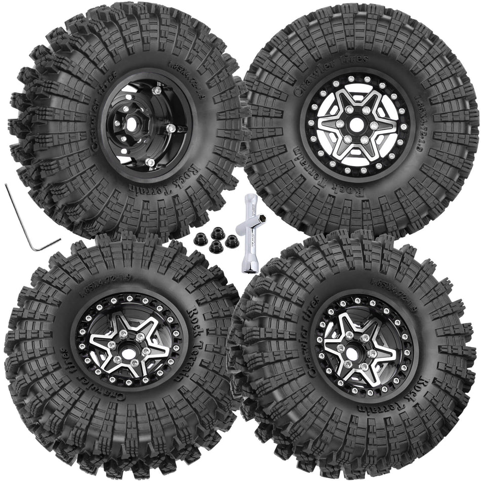 1.9 Wheels and Tires for 1/10 Traxxas TRX4 TRX6 Axial SCX10 SCX10 II 90046 SCX10 III AXI03007 SCX10 Pro Gen7/8 D90 VS4-10 MST CFX
