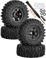 4Pcs 0.7 Beadlock Wheels and Tires for 1/30 Axial SCX30 1/32 Redcat Ascent-32 RC Crawler Car