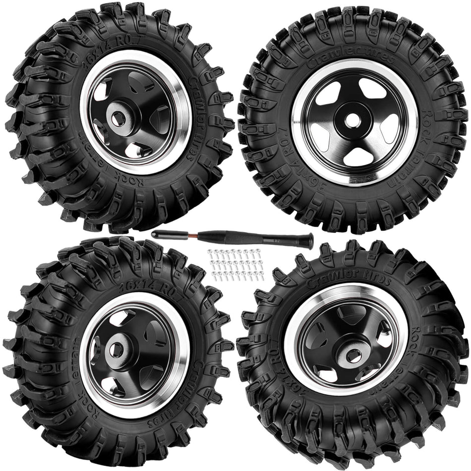 0.7 Beadlock Wheel Tires Set for 1/30 Axial SCX30 1/32 Redcat Ascent-32 RC Crawler Car