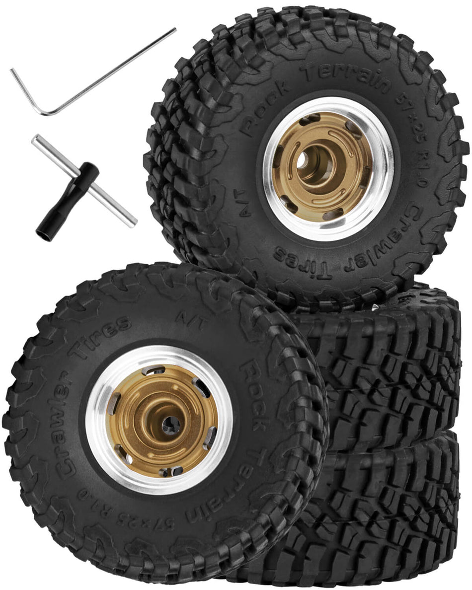 RC 1.0 Wheels and Tires for 1/18 Traxxas TRX4M,1/24 Axial SCX24 RC Crawler Car