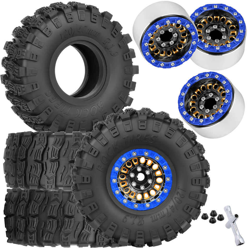 1.9 Brass Wheel Tires for 1/10 Axial SCX10 SCX10 II 90046 SCX10 III AXI03007 SCX10 Pro Traxxas TRX4 TRX6 Gen7/8 D90 VS4-10 MST CFX