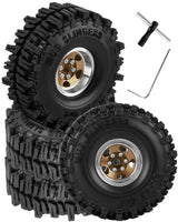 1.0 Beadlock Wheels and Tires for RC Crawler Car Traxxas 1/18 TRX4M,Axial 1/24 SCX24