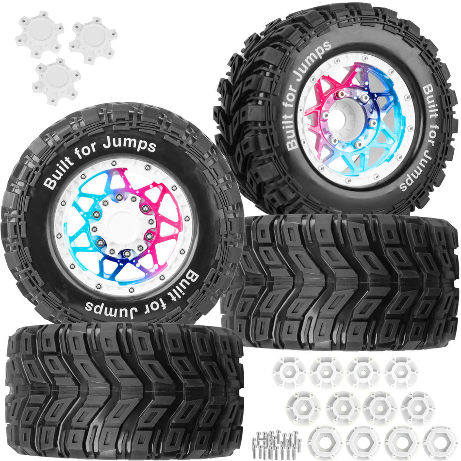 RC Truck Tires 12mm/14mm/17mm Hex RC Wheels and Tires for 1/10 Arrma Big Rock Granite Vortek/Traxxas Stampede Rustler Hoss/Losi Rc4wd