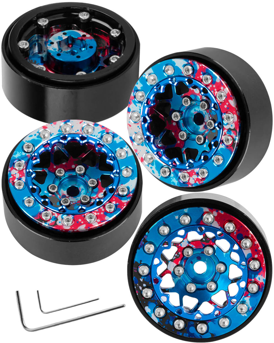 1.3 Aluminum Beadlock Wheel Rims for Traxxas/Axial SCX24 TRX4M FCX24 1/24 1/18 RC Crawler Car