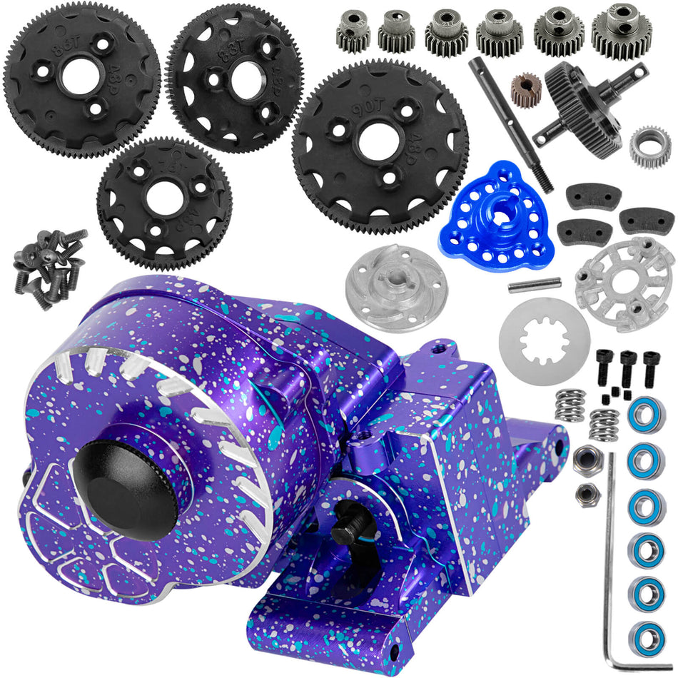 Aluminum Gearbox Transmission Case w/Spur Gear Upgrades Part for 1/10 Traxxas Slash/Rustler/Stampede/Bandit 2WD (VXL) Drag Slash/Bigfoot