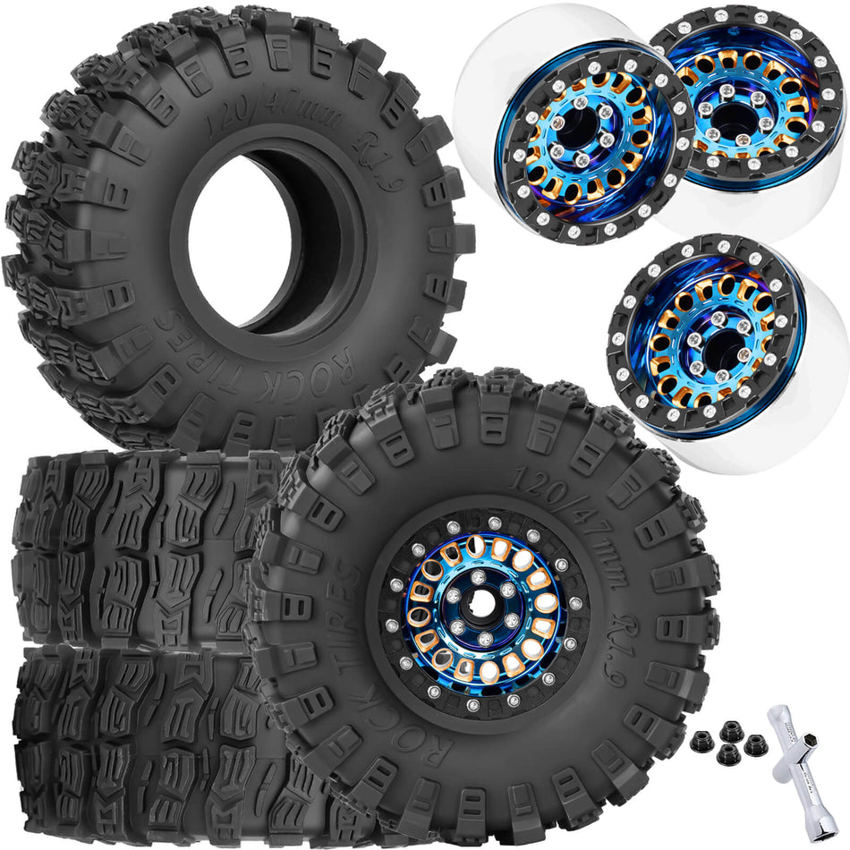 1.9 Brass Wheel Tires for 1/10 Axial SCX10 SCX10 II 90046 SCX10 III AXI03007 SCX10 Pro Traxxas TRX4 TRX6 Gen7/8 D90 VS4-10 MST CFX