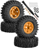 4Pcs 0.7 Beadlock Wheels and Tires for 1/30 Axial SCX30 1/32 Redcat Ascent-32 RC Crawler Car