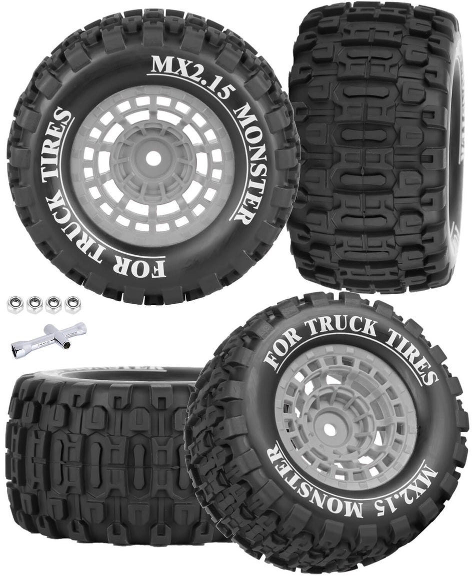 12mm Hex RC Wheel Tires for 1/16 Traxxas Mini Maxx & Mini XRT,HSP 94186,E-Revo,Losi 1/18 Mini LMT RC Crawler Car Truck