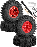 4Pcs 0.7 Beadlock Wheels and Tires for 1/30 Axial SCX30 1/32 Redcat Ascent-32 RC Crawler Car