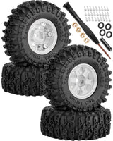 4Pcs 0.7 Beadlock Wheels and Tires for 1/30 Axial SCX30 1/32 Redcat Ascent-32 RC Crawler Car