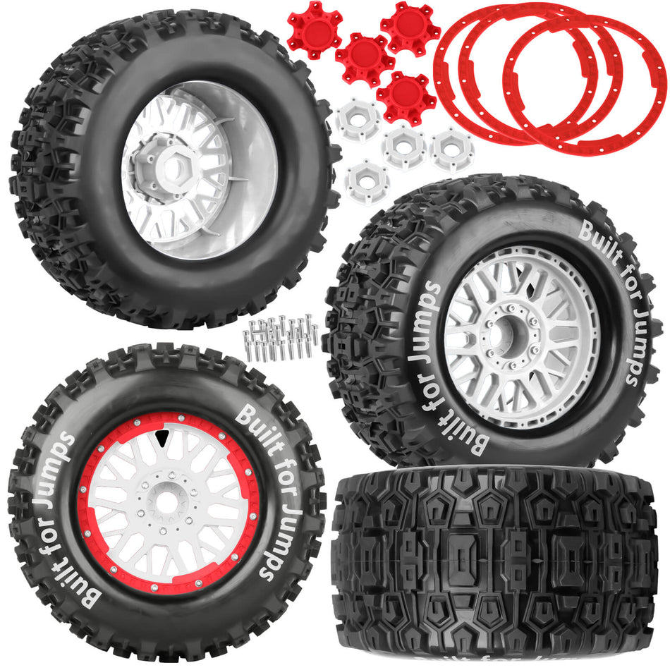 17mm Hex 1/7 1/8 1/10 RC Wheels and Tires for 1/10 Traxxas Revo/Summit/T-Maxx/E-Revo,1/8 Arrma Kraton/Outcast/Fireteam/Notorious 6S,Sledge,1/7 Fireteam 6S