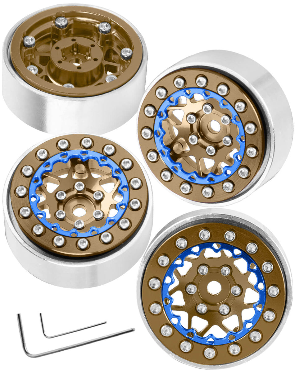 1.3 Aluminum Beadlock Wheel Rims for Traxxas/Axial SCX24 TRX4M FCX24 1/24 1/18 RC Crawler Car