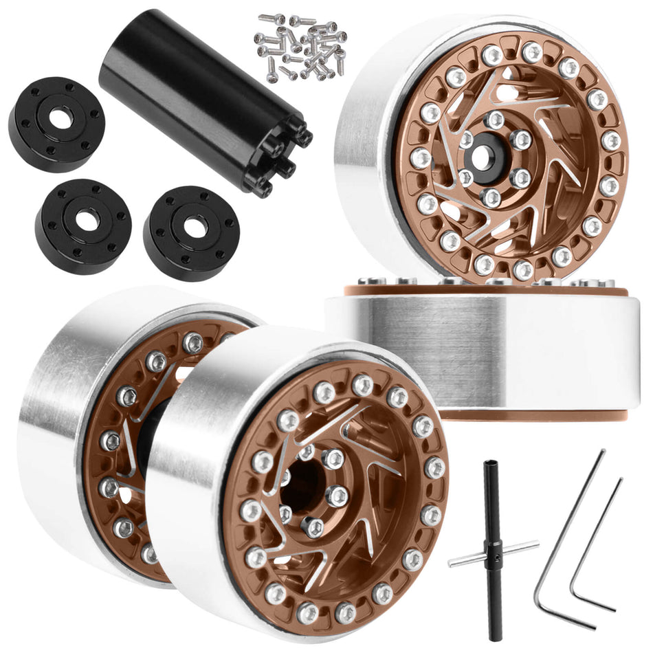 1.3 Dually Beadlock Wheels Rims for RC Crawler Car 1/18 Traxxas TRX4M Ascent-18,1/24 Axial SCX24 FCX24,RC Off Road Buggy Rally Truck