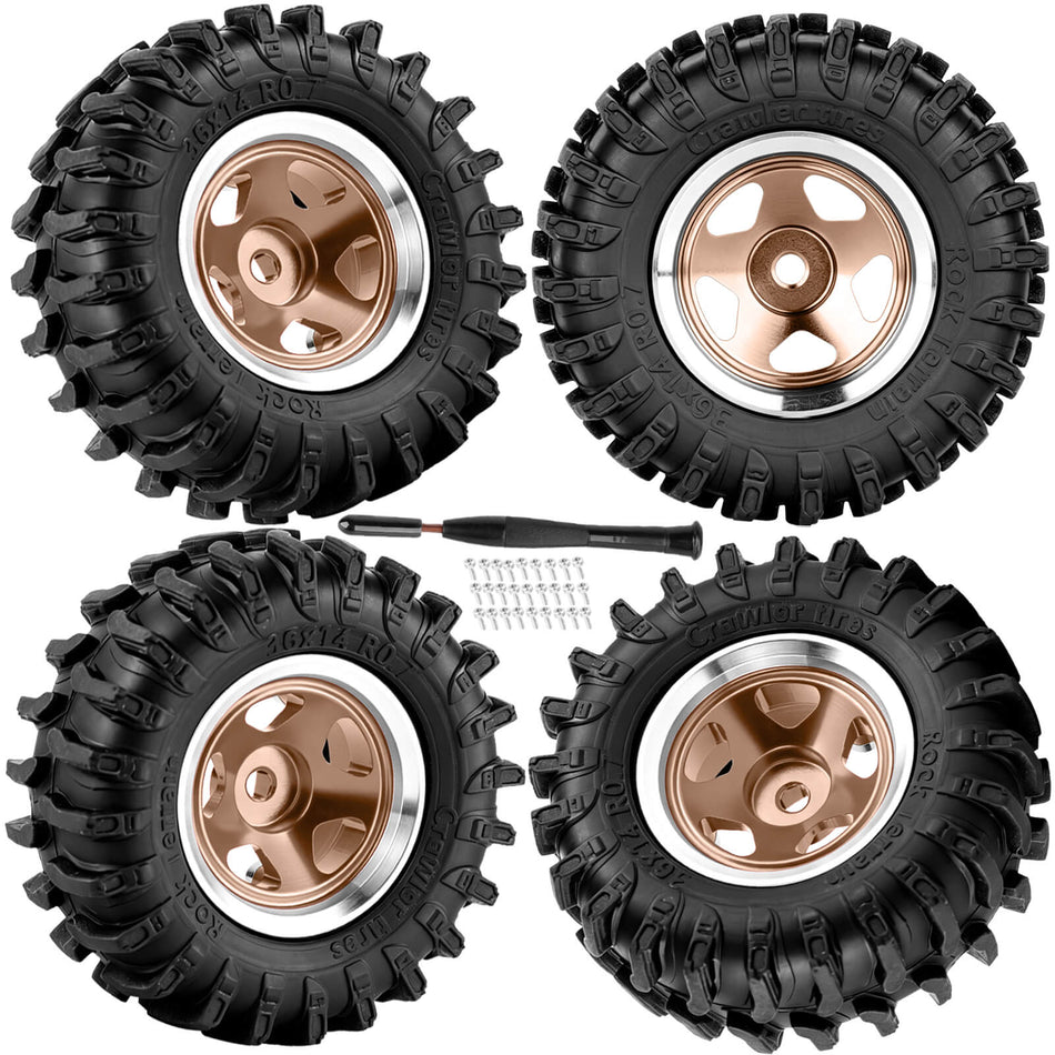0.7 Beadlock Wheel Tires Set for 1/30 Axial SCX30 1/32 Redcat Ascent-32 RC Crawler Car
