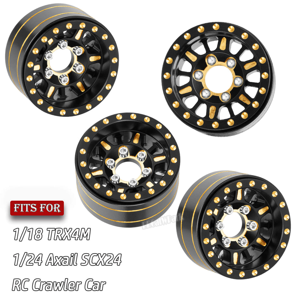 1.0 in Beadlock Wheels Rims for RC Crawler Car 1/18 Traxxas TRX4M,1/24 Axial SCX24
