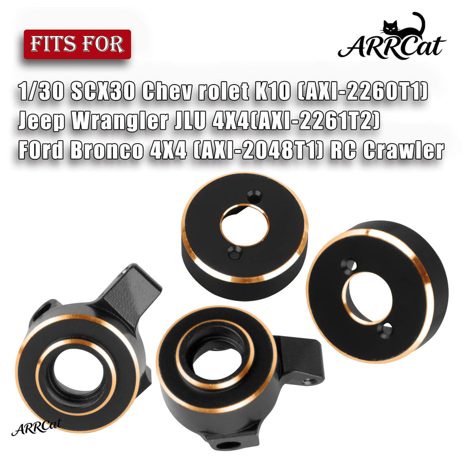 Brass Wheels Weights Steering Knuckles Upgrades Part for 1/30 Axial SCX30 Chevrolet K10/Jeep Wrangler JLU 4X4/Ford Bronco 4X4