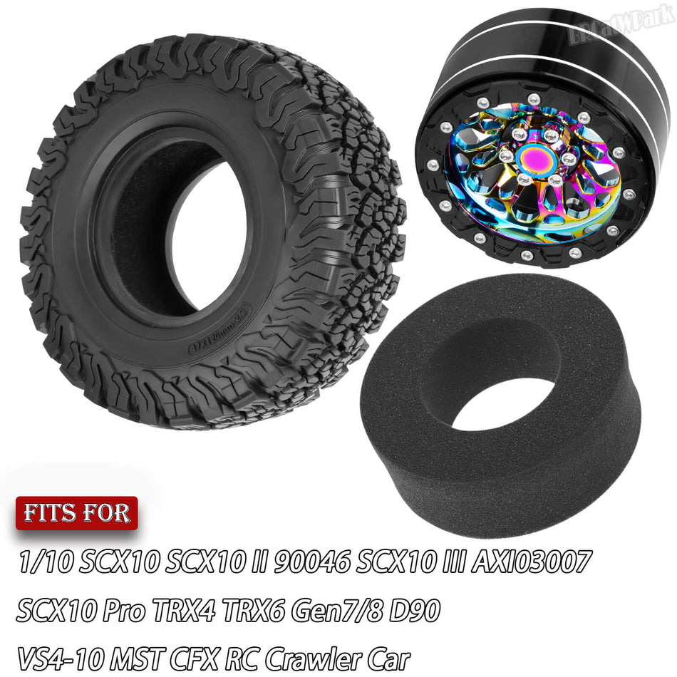 RC 2.2 in Wheel Tires for 1/10 Axial SCX10 SCX10 II 90046 SCX10 III AXI03007 SCX10 Pro Traxxas TRX4 TRX6 Gen7 Gen8 D90 VS4-10 MST CFX