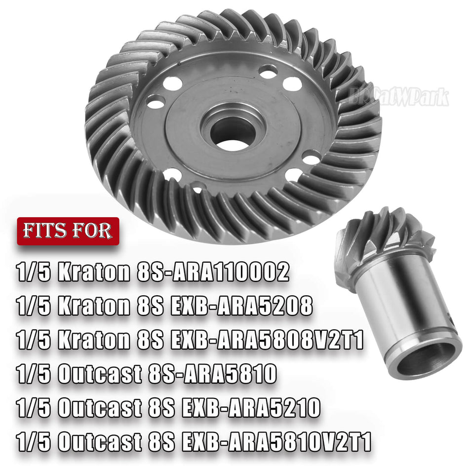 Front Rear 39T Main Diff Gear & 12T Main Input Gear Upgrades Part for 1/5 Arrma Kraton 8s BLX/Outcast 8s BLX(EXB)