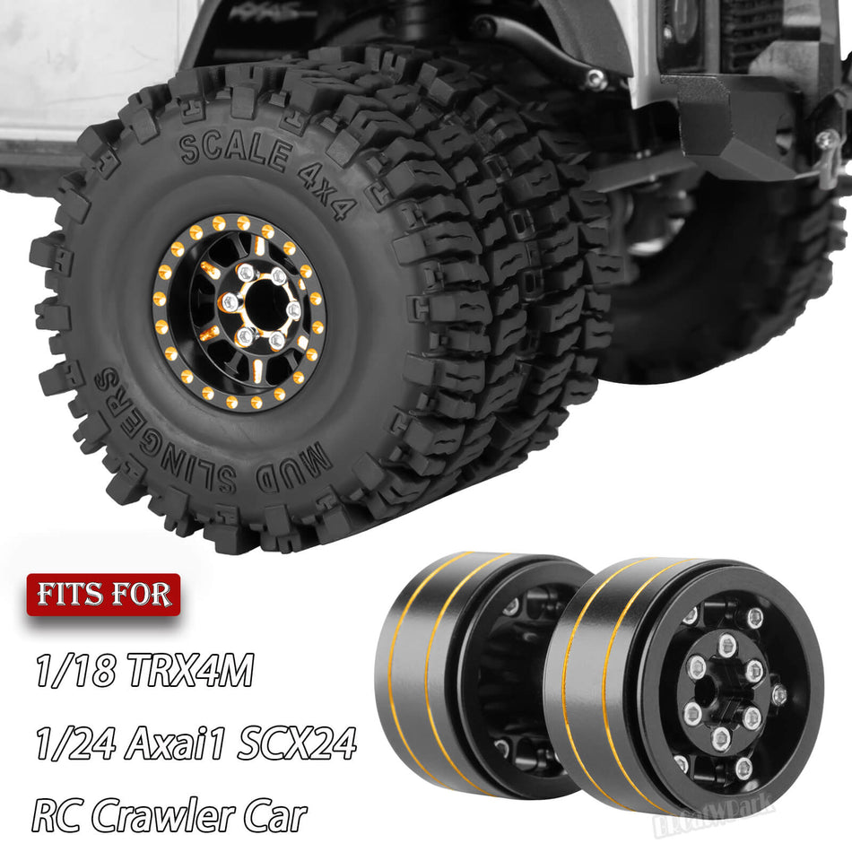1.0 Beadlock Wheel Rims with Adjustable Offset for Traxxas 1/18 Trx4m,Axial 1/24 SCX24