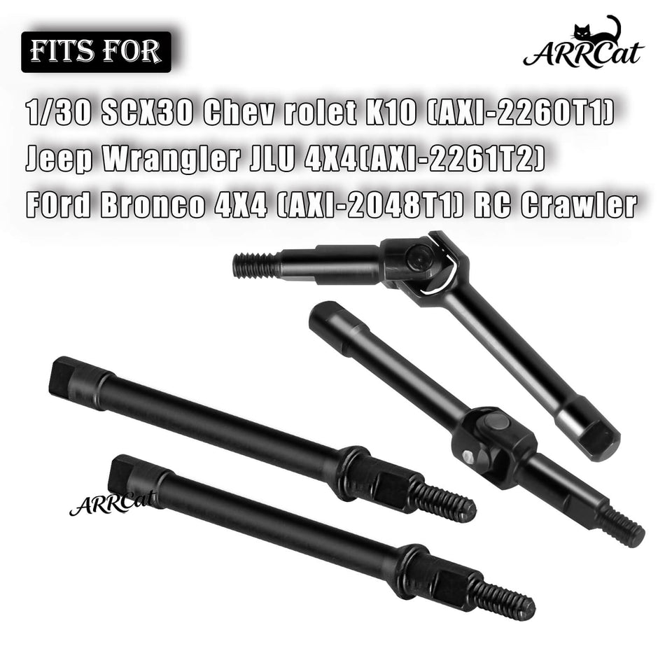 Steel Axles Drive Shaft CVD Set Upgrades Part for 1/30 Axial SCX30 Chevrolet K10/Jeep Wrangler JLU 4X4/Ford Bronco 4X4