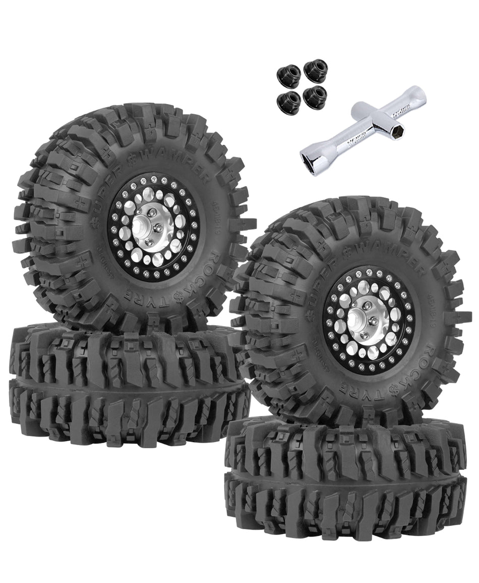 RC 1.9 Beadlock Wheels and Tires for 1/10 Axial SCX10 SCX10 II 90046 SCX10 III AXI03007 SCX10 Pro Traxxas TRX4 TRX6 Gen7/8 D90 VS4-10