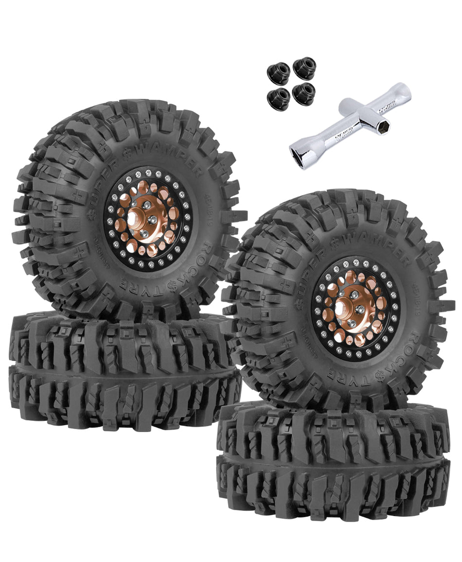 RC 1.9 Beadlock Wheels and Tires for 1/10 Axial SCX10 SCX10 II 90046 SCX10 III AXI03007 SCX10 Pro Traxxas TRX4 TRX6 Gen7/8 D90 VS4-10